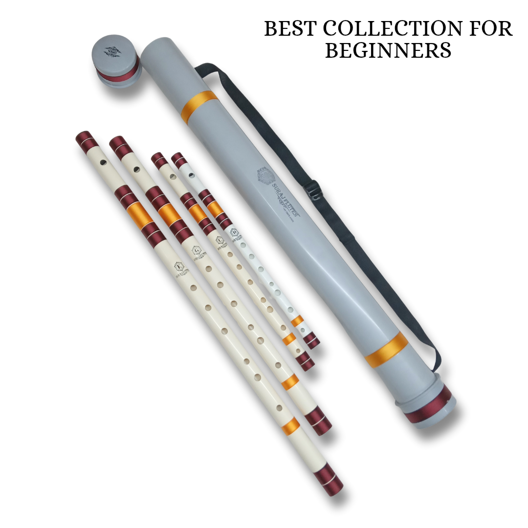 Combo Set for Beginners (Base+Middle) 4 PVC Flutes with one hard PVC Cover
